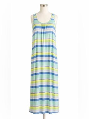 Lauren Ralph Lauren‎ Tank Top Dress 1X Cotton Stretch Stripped Embroidered Logo